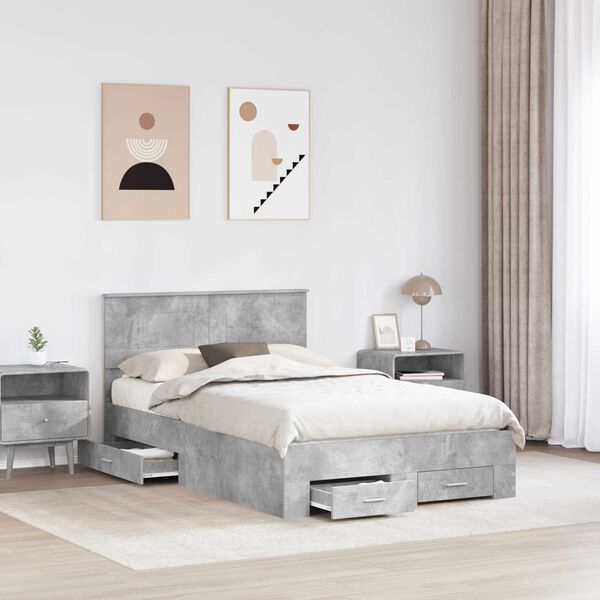 vidaXL Bed Frame Concrete Grey 120 x 200 cm Engineered Wood