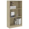 vidaXL 3-Tier Book Cabinet Sonoma Oak 60x24x109 cm Engineered Wood