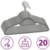 vidaXL Hanger | Set of 20 | Grey | ABC plastic, zinc alloy, velvet | Standard