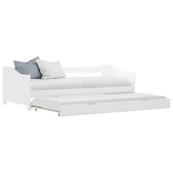 vidaXL Pull-out Sofa Bed Frame without Mattress White Pinewood 90x200 cm