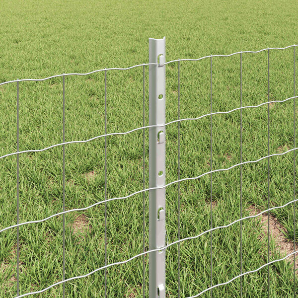 vidaXL Fence with Post Silver 0.4 x 25 m Steel