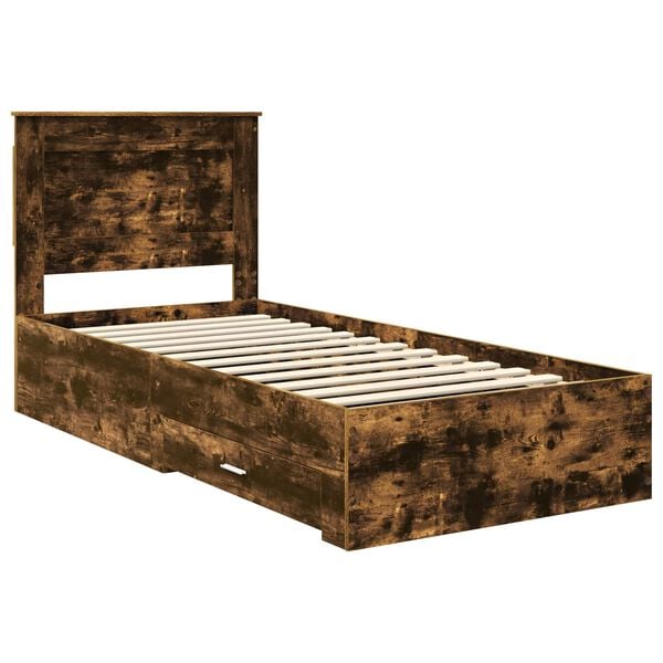 vidaXL Bed Frame Smoked Oak and Silver 75 x 190 cm Engineered Wood