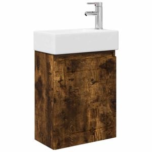 vidaXL Bathroom Vanity Unit with Tap Smoked Oak 45.5 x 25.5 x 84 cm
