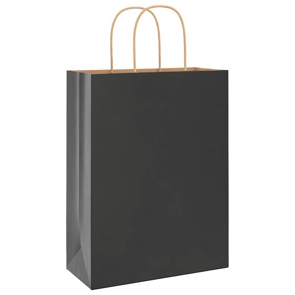 vidaXL Paper Bags 50 pcs with Handles Black 26x12x35 cm