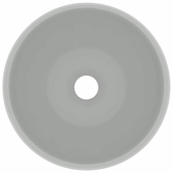 vidaXL Luxury Wash Basin Round Matt Light Grey 40x15 cm Ceramic
