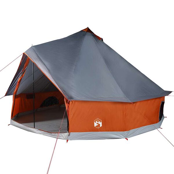 vidaXL Family Tent Tipi 10-Person Grey and Orange Waterproof