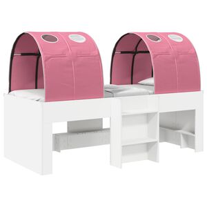 vidaXL Kids'High Bed Frame with Tunnel 3 pcs White and Pink