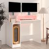 vidaXL Desk with LED Lights High Gloss White 97x45x90 cm Engineered Wood