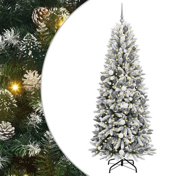 vidaXL Artificial Christmas Tree with 300 LEDs with Stand White 210 cm