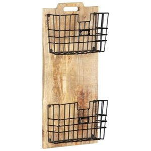 vidaXL Magazine Rack | Brown, Black | Mango Wood, Steel | 33 x 10 x 67 cm