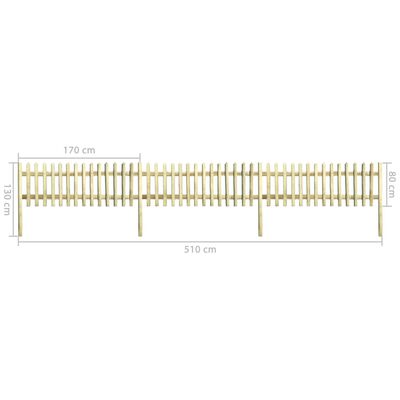 vidaXL Picket Fence Impregnated Pinewood 5.1 m 130 cm 5/7cm