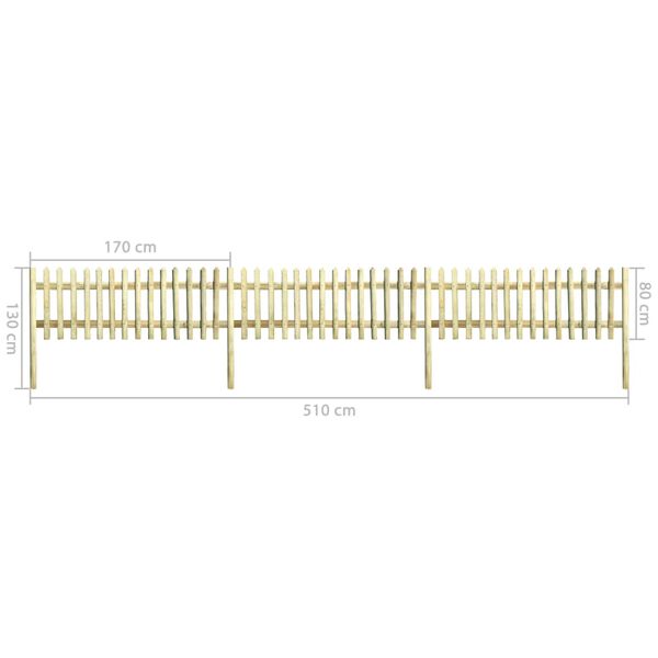 vidaXL Picket Fence Impregnated Pinewood 5.1 m 80 cm 5/7cm