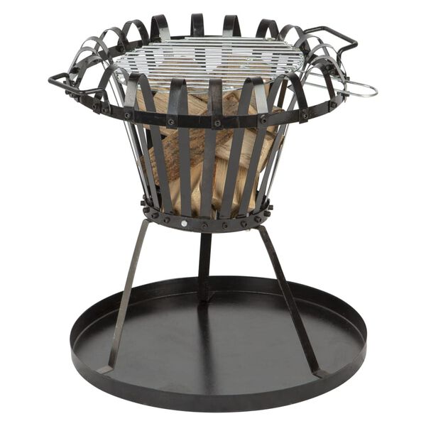 Practo Garden Fire Pit with BBQ Grill Black