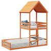 vidaXL Bunk Bed with Roof Wax Brown 90x190 cm Solid Wood Pine