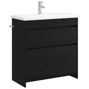 vidaXL Bathroom Furniture Set Black Oak 81 x 40 x 84.5 cm