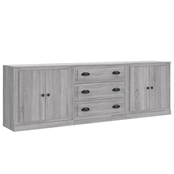 vidaXL Sideboards 3 pcs Grey Sonoma Engineered Wood