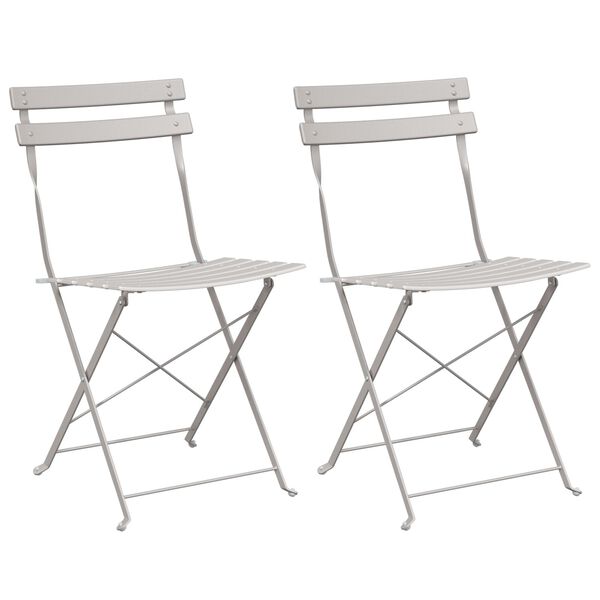 vidaXL Garden Folding Chair Folding 2 pcs Beige 42 x 46 x 82cm Steel