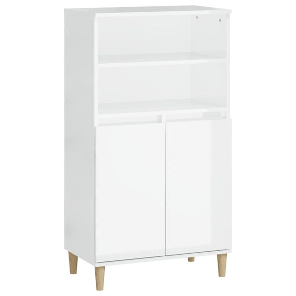 vidaXL Highboard High Gloss White 60x36x110 cm Engineered Wood