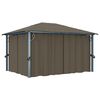 vidaXL Gazebo with Curtain&LED String Lights 4x3 m Taupe Aluminium