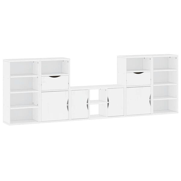 vidaXL 5 Piece TV Units with Storage ODDA White Solid Wood Pine