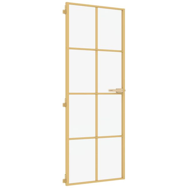vidaXL Interior Door Slim Golden 76x201.5 cm Tempered Glass and Aluminium