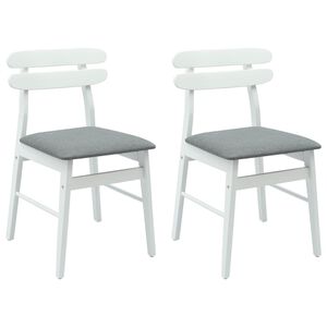 vidaXL Dining Chair 2 pcs Solid Rubber Wood White and Grey