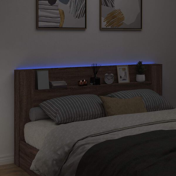 vidaXL Headboard Brown Oak 200 x 16.5 x 103.5 cm Engineered Wood