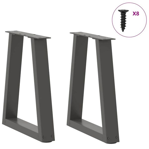 vidaXL Coffee Table Legs V-Shape 2 pcs Anthracite 28x(42-43.3) cm Steel
