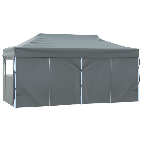 vidaXL Professional Folding Party Tent with 4 Sidewalls 3x6 m Steel Anthracite
