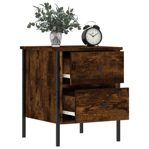 vidaXL Bedside Cabinet Smoked Oak 40x42x50 cm Engineered Wood