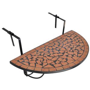 vidaXL Garden Table | Terracotta and Black | Iron and Ceramic