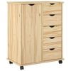 vidaXL Rolling Cabinet Brown 63.5 x 39 x 79 cm Solid Pine Wood