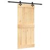 vidaXL Sliding Door Natural and Black 90 x 210 cm Solid Pine Wood