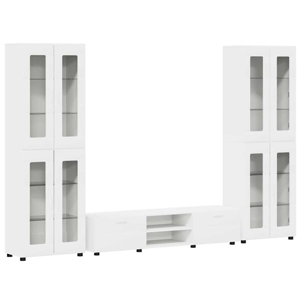 vidaXL TV Cabinet Set with Drawer with Shelf White Engineered Wood