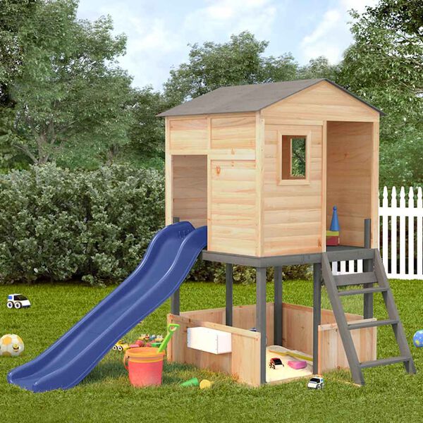 vidaXL Outdoor Playset Dark Grey Solid Wood Fir