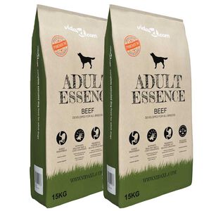 vidaXL Premium Dry Dog Food "Adult Essence Beef" 2 pcs 30 kg