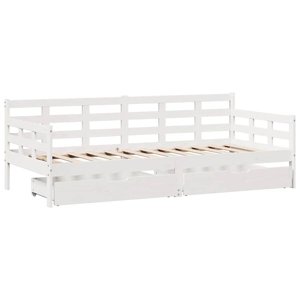 vidaXL Daybed with Drawers without Mattress White 90x200 cm Solid Wood