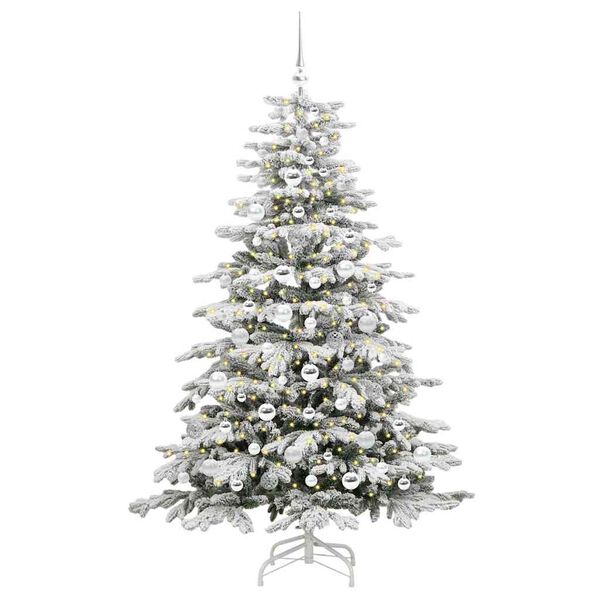 vidaXL Artificial Hinged Christmas Tree White 180 cm PE and PVC