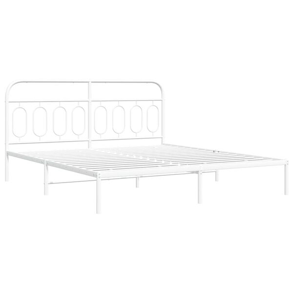 vidaXL Metal Bed Frame without Mattress with Headboard White 160x200cm