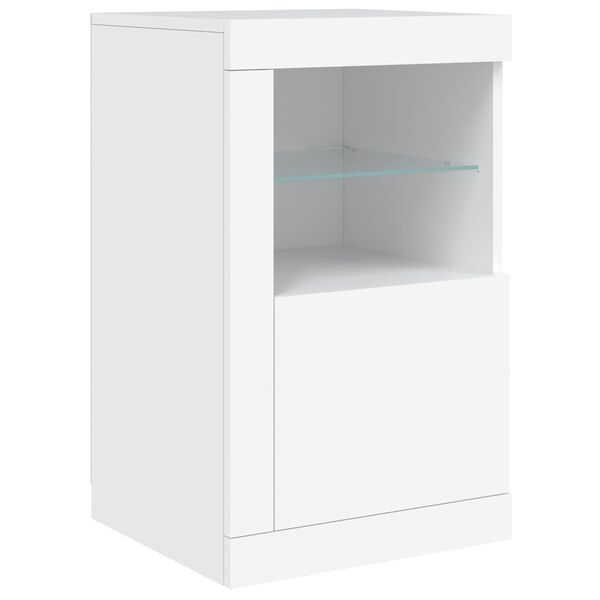 vidaXL Side Cabinet with LED Lights White Engineered Wood