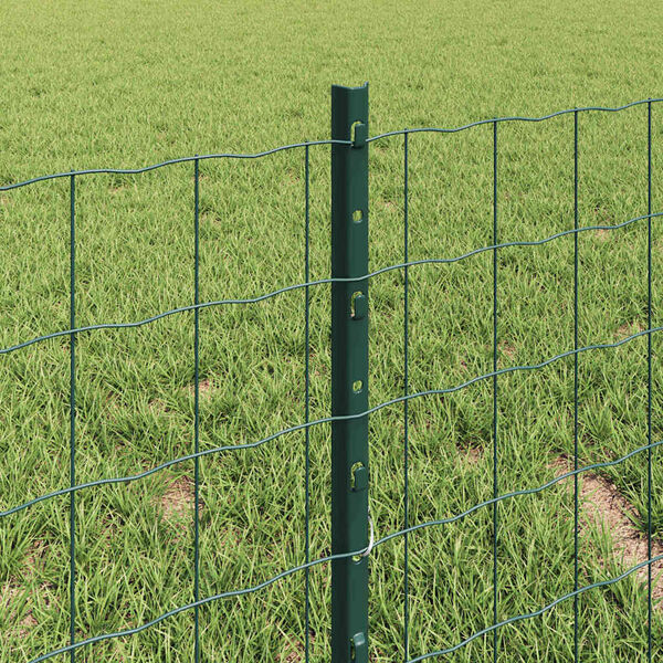 vidaXL Fence with Post Green 0.4 x 25 m Steel and PVC