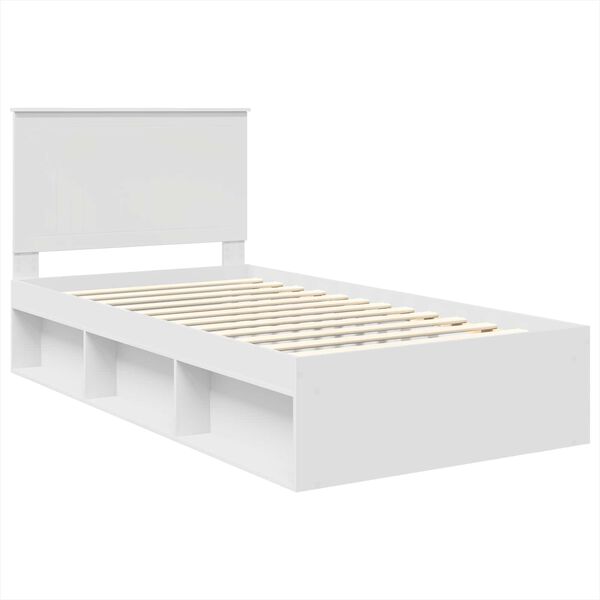 vidaXL Bed Frame with Headboard White 100 x 200 cm Solid Pine Wood