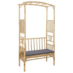 vidaXL Garden Arch with Bench Dark Grey 115 x 50 x 205 cm Bamboo