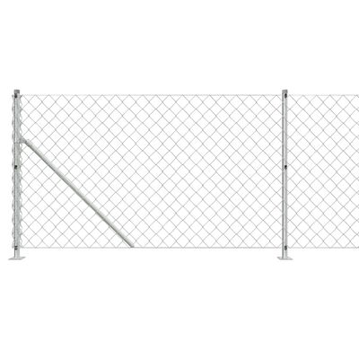 vidaXL Chain Link Fence with Flange Silver 1x25 m