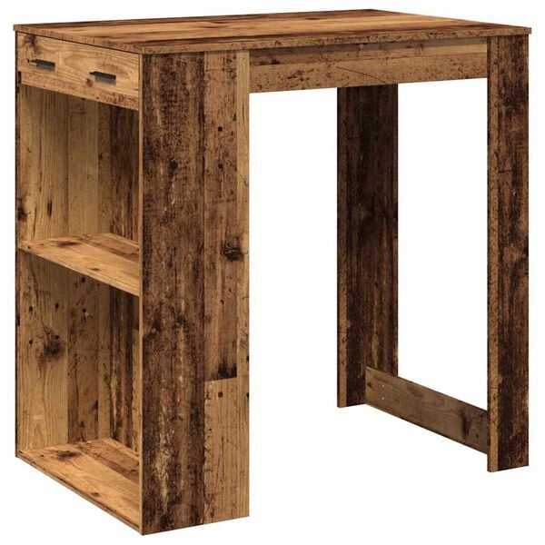 vidaXL Bar Table Old Wood 102x70x103.5 cm Engineered Wood