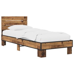 vidaXL Bed Frame with Headboard Old Wood 80 x 200 cm Engineered Wood