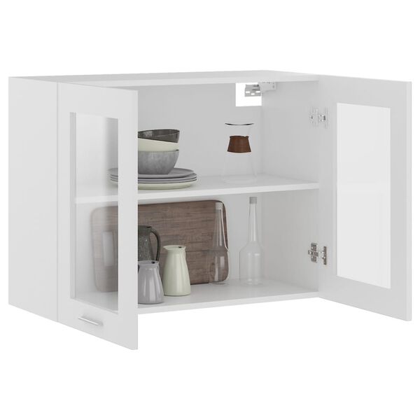 vidaXL Hanging Glass Cabinet White 80x31x60 cm Engineered Wood