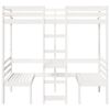 vidaXL Loft Bed Frame with Desk and Chairs White 80x200cm Solid Wood Pine