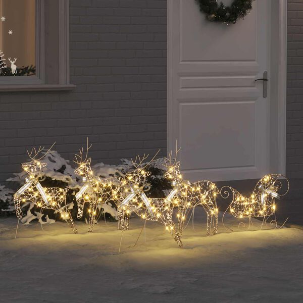 vidaXL LED Reindeers with 40 LEDs 5 pcs Gold PET