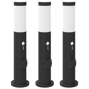 vidaXL Bollard Lights with Sensor&Outlet 3pcs 50 cm Stainless Steel IP44